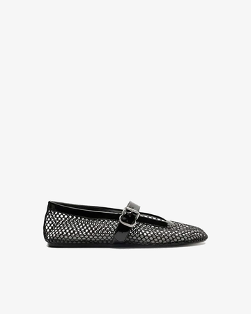 Mary Jane Mesh Flats Black