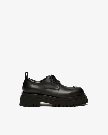Lace Up Lug Star Loafers Black