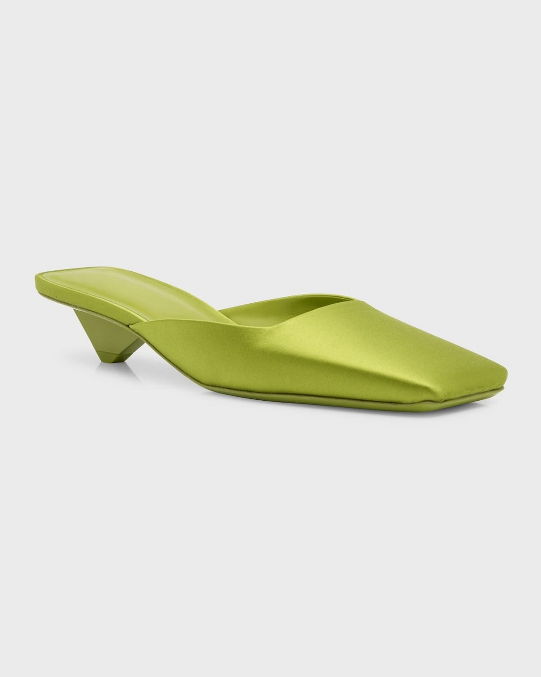 Square-Toe Ballerina Mule Pumps Green