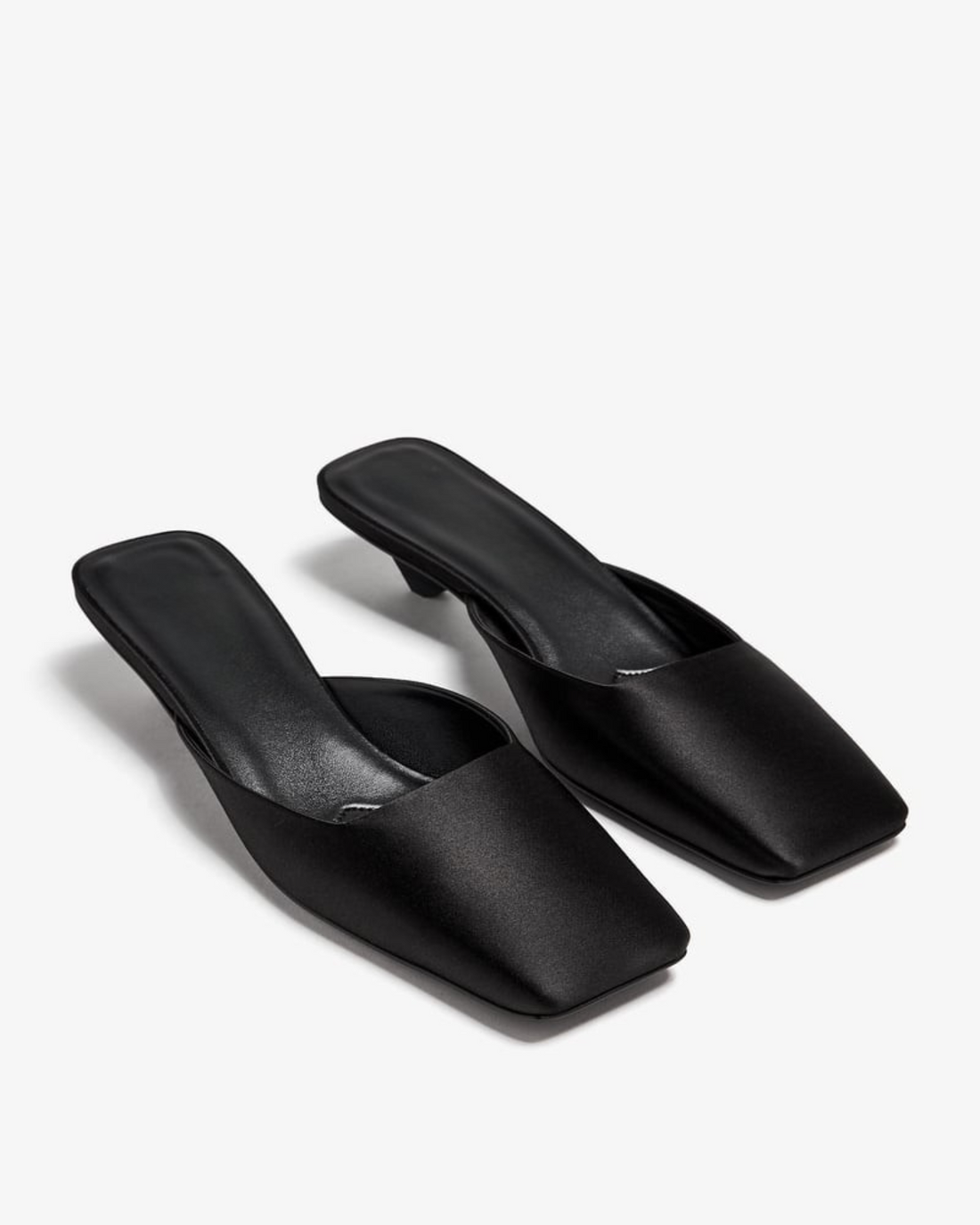 Square-Toe Ballerina Mule Pumps Black