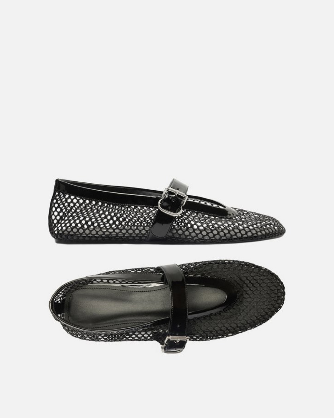 Mary Jane Mesh Flats Black